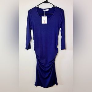 MISSQEE Ribbed blue dress 3/4 sleeves